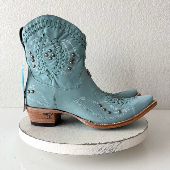 Lane COSSETTE Womens Cowboy Booties 11 Blue Leather Cowgirl Western Short Boots - Picture 2 of 13